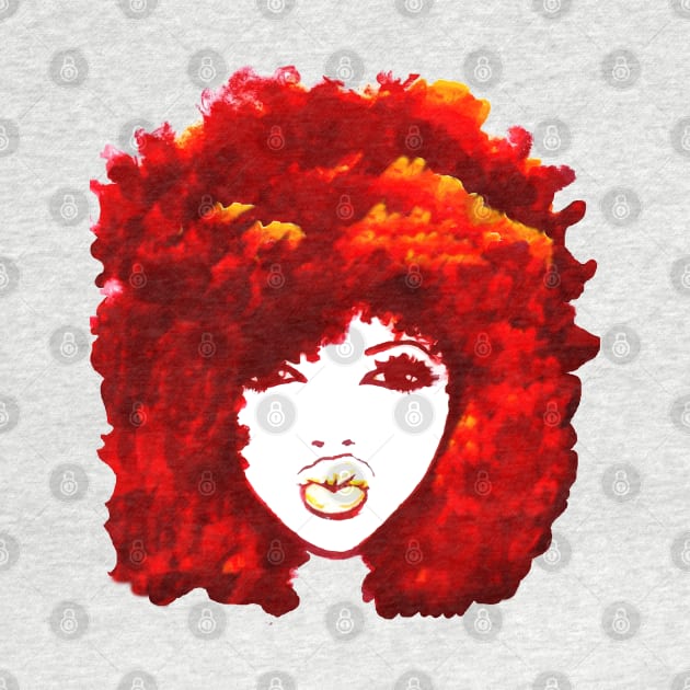 Afro Hair Curly Red Fire Autumn Natural Hair T-Shirt by EllenDaisyShop